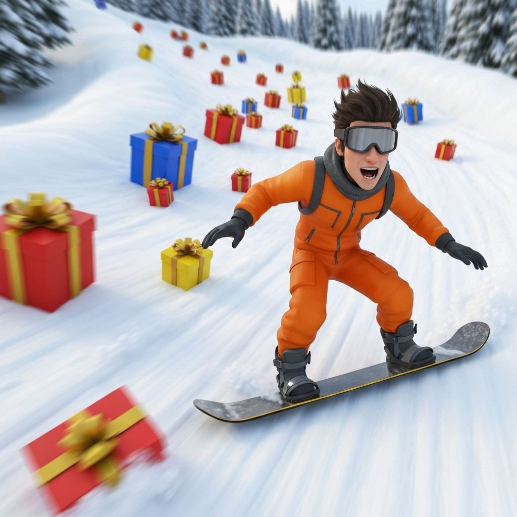 Collecting Gifts Snow Rider 3D collecting gifts on the track
